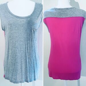 Gap Gray and Pink Cap Sleeve Tee